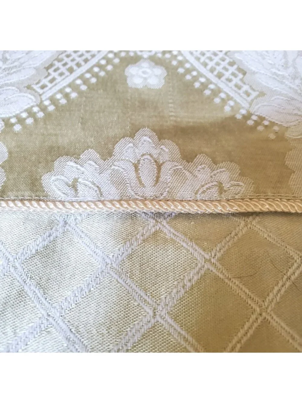 Vtg NOS Westone Luxury Sateen Shower Curtain Soft Green Jacquard Damask READ
